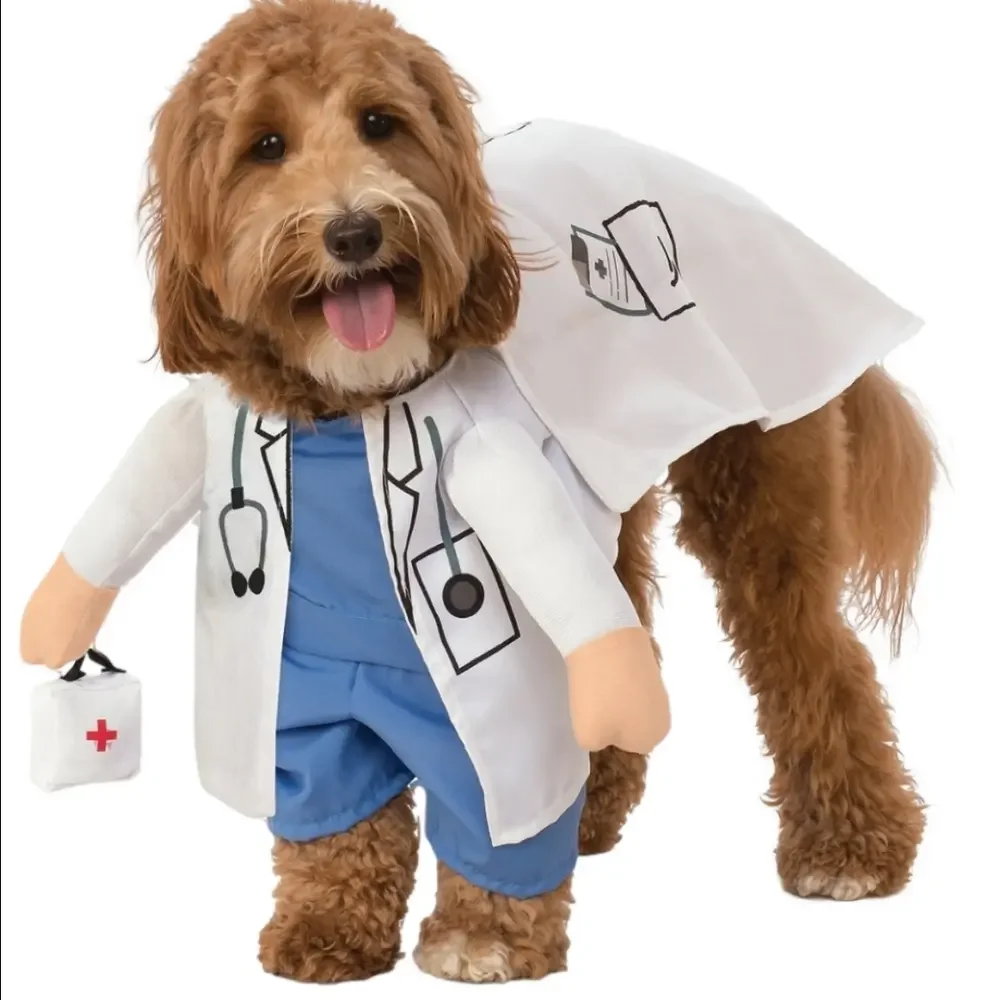 Pet Halloween Costume Walking Vet Nurse Doctor Step in Shirt Attached Arms sz.S